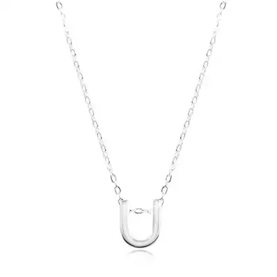 925 ezüst nyaklánc, fényes lánc, nagy nyomtatott U betű