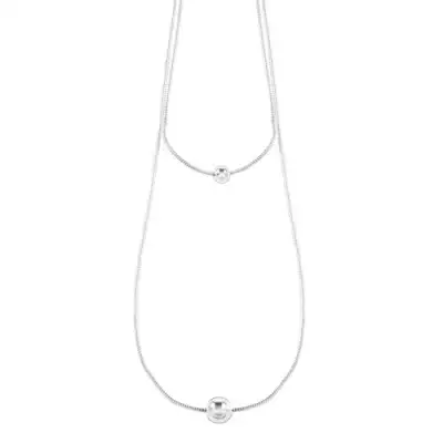 925 ezüst nyakék, kígyó mintájú kettős lánc, fényes golyók