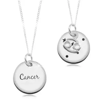 925 ezüst nyakék, kerek tábla, RÁK csillagjegy