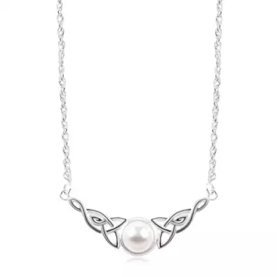 925 ezüst nyakék, fehér félgömb, kelta csomók az oldalain