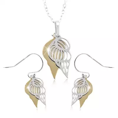 925 ezüst szett, két kagyló ezüst és arany színben