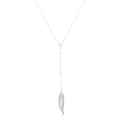 925 ezüst nyaklánc, keskeny gravírozott levél láncon