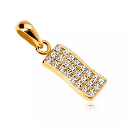 14K sárga arany medál - enyhén hullámos vonal átlátszó cirkóniákkal kirakva