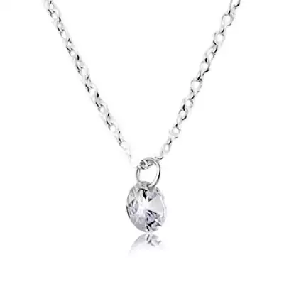 925 ezüst nyaklánc, lánc ovális szemekből, átlátszó cirkónia