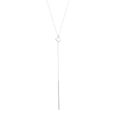 925 ezüst nyaklánc, karika, keskeny hasáb láncon, csavart lánc