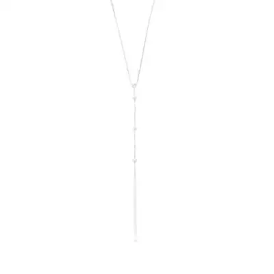 925 ezüst nyaklánc, keskeny hasáb és gyöngyök csillogó láncon