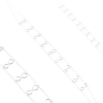 925 ezüst nyaklánc, kettős lánc, fényes végtelen szimbólumok