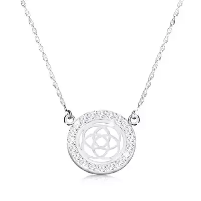 925 ezüst nyakék - négyágú keltai csomó cirkóniás karikában, vékony nyaklánc