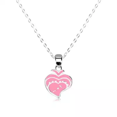 925 ezüst nyaklánc -halacska rózsaszín mázzal, ovális lánc