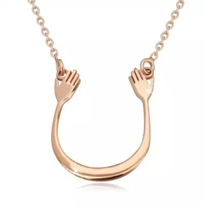 925 ezüst nyaklánc rózsaarany színárnyalatban - fényes ív és két kéz