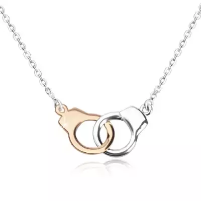 925 ezüst nyaklánc - bilincsek kétszínű kombinációban, csillogó lánc