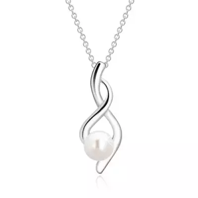 925 ezüst nyaklánc - nyolcas alak, hullámok szintetikus gyönggyel