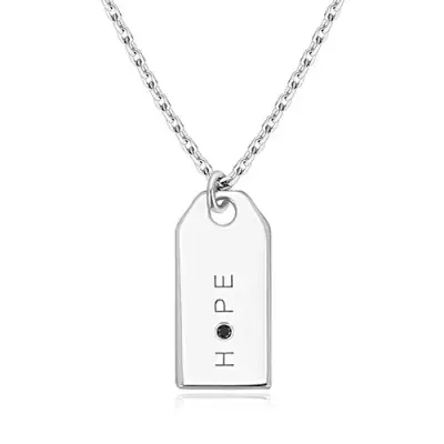 Fekete gyémánt - 925 ezüst nyaklánc, fényes tábla, 