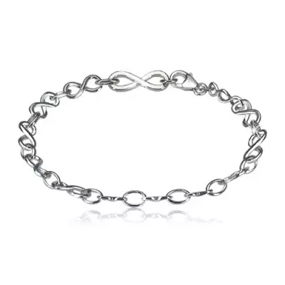 925 ezüst karkötő - végtelen jel és ovális láncszemek, fényes felület