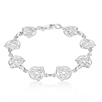 Karkötő 925 ezüstből - háromágú kelta csomók karikában, egyszerű láncszemek