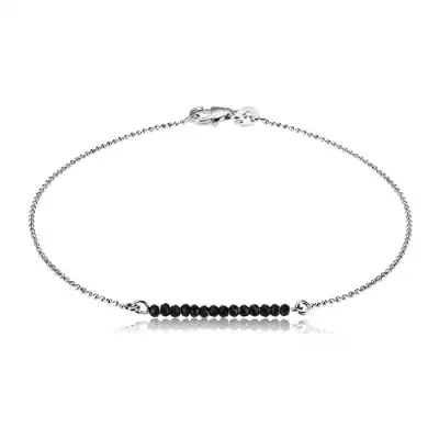 925 ezüst karkötő - csiszolt fekete színű cirkóniák és golyólánc