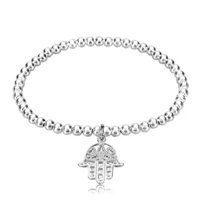 Rugalmas karkötő 925 ezüstből - fényes golyók, Fatima keze