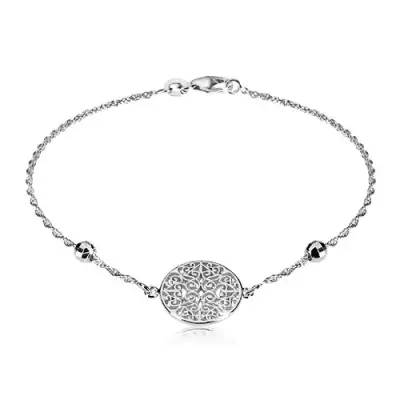 925 ezüst karkötő - metszett kör ornamentumokkal, csiszolt golyók