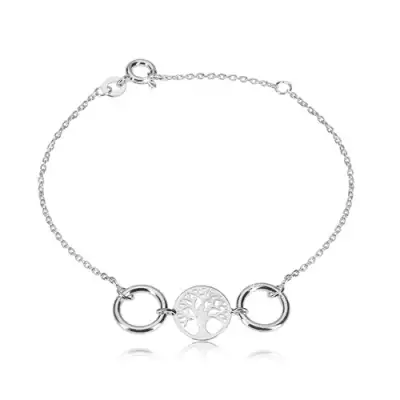 925 ezüst karkötő - életfa vésett minta, két fényes karika