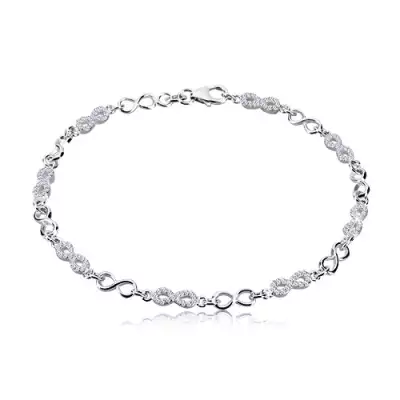 925 ezüst karkötő - végtelen jelek, nyolcasok cirkóniával