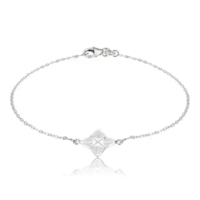 Karkötő 925 ezüstből - négyágú csillag fehér színű fénymázzal, geometriai motívum