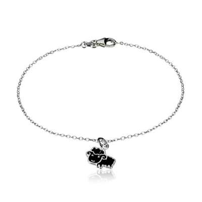 925 ezüst karkötő - csillogó lánc és bárány fekete fénymázzal