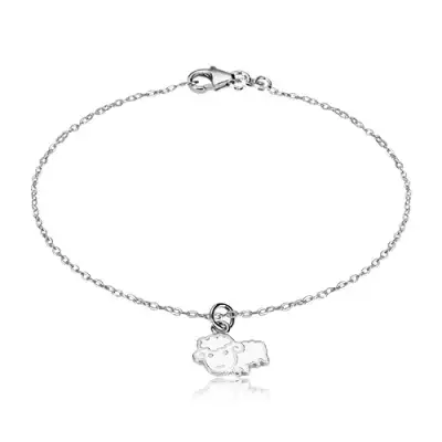 925 ezüst karkötő - csillogó lánc és bárány fehér színű fénymázzal