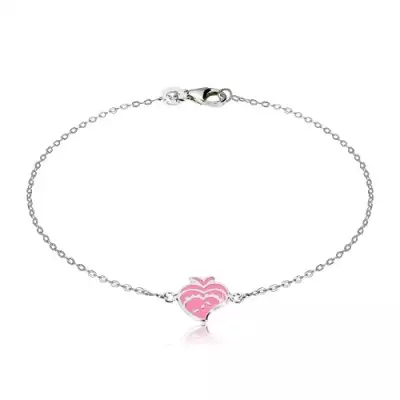 925 ezüst karkötő - fényes ovális szemek, rózsaszín zománc hal