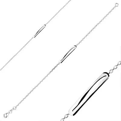 925 ezüst karkötő - fényes metszett tábla, ovális szemekből álló lánc