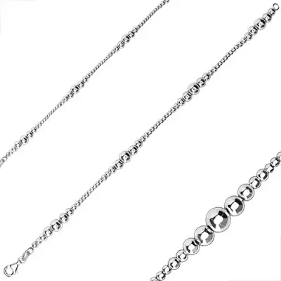 925 ezüst karkötő - golyók láncon, fényes felület, delfinkapocs