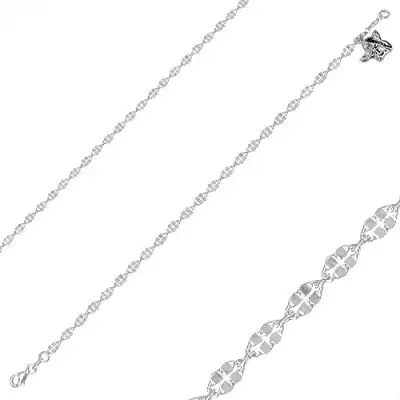 925 ezüst karkötő - angyal motívum, fényes négyzetek és oválisok, delfinkapocs