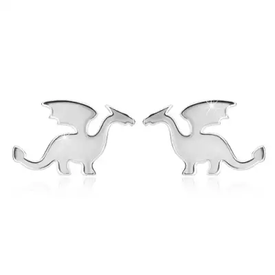 Fülbevaló 925 ezüstből - sárkány motívum, fényes kivitel, bedugós fülbevaló