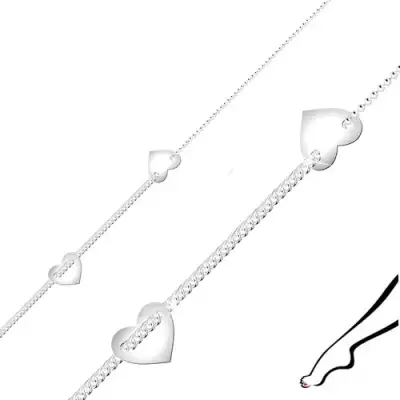 925 ezüst bokalánc - szívek, lapos szemek, golyós lánc