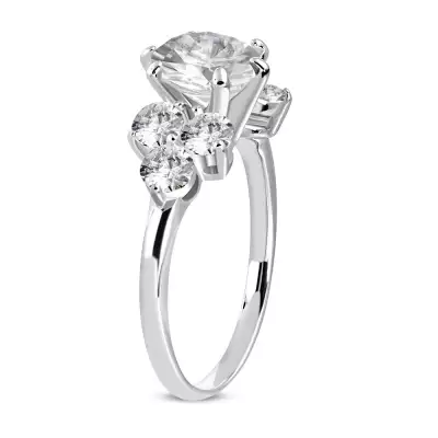 Eljegyzési gyűrű 316L acélból - csillogó kerek átltászó cirkóniák - Nagyság_ 49