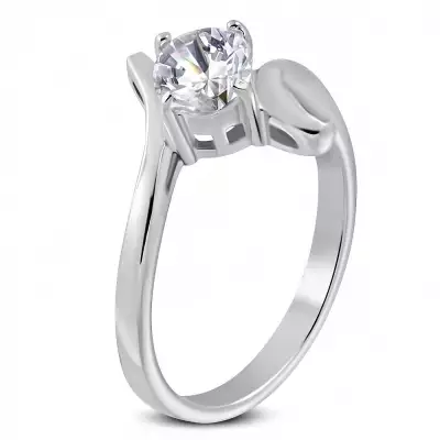 Gyűrű 316L acélból nagy átlátszó cirkóniával és hurokkal - Nagyság_ 56