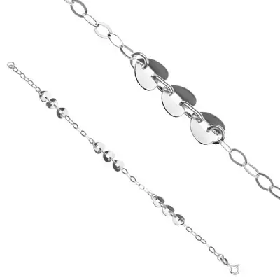 Ezüst karkötő - három szív és ovális láncszemek