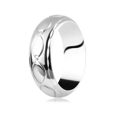 Széles sterling ezüst gyűrű - oválisok és kúpok - Nagyság_ 57