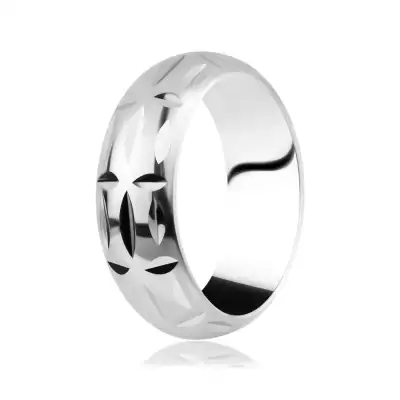 Gyűrű 925 ezüstből - fényes, merőlegesen elhelyezett mélyedések - Nagyság_ 62