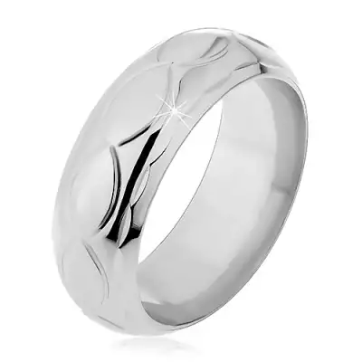 Ezüst karikagyűrű - vésett levélkék és szemek - Nagyság_ 53