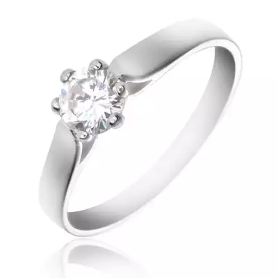 Gyűrű 925 ezüstből - ívelt szárak és tiszta kerek cirkónia - Nagyság_ 59