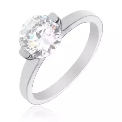 Gyűrű ezüstből - kerek tiszta cirkonkő kettős fogatban - Nagyság_ 55