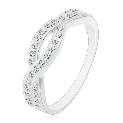 Gyűrű 925 ezüstből - fonott minta tiszta kövekkel - Nagyság_ 55