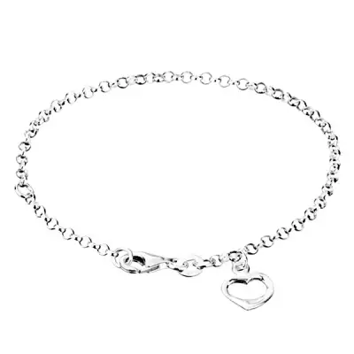 Karkötő 925 ezüstből - karika láncszemek és szívecske medál