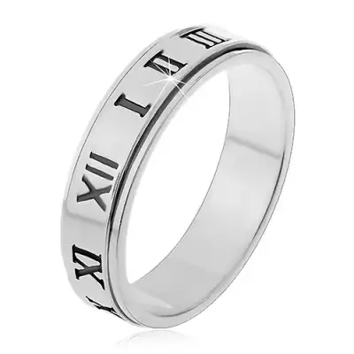 Ezüst karikagyűrű római számokkal - Nagyság_ 58