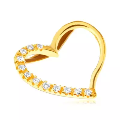 Medál aranyból 14K - ívelt szív egy cirkónia oldallal