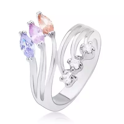 Gyűrű szétágazó szárakkal és cirkóniás befejezéssel - Nagyság_ 56