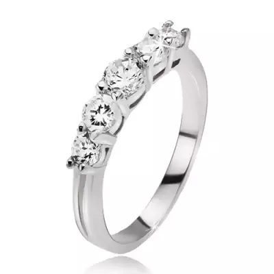 Gyűrű 925 ezüstből - öt átlátszó kerek csillogó cirkónia - Nagyság_ 55