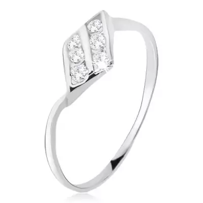 Gyűrű 925 ezüstből, rombusz, két cirkóniás vonal - Nagyság_ 50