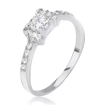 Ezüst gyűrű - kirakott masni, csillogó átlátszó cirkóniák - Nagyság_ 57