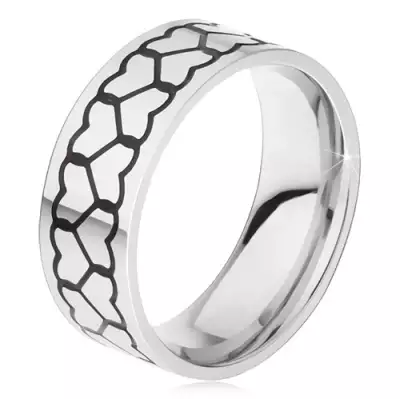 Gyűrű 316L acélból, két szívkörvonal sáv - Nagyság_ 54